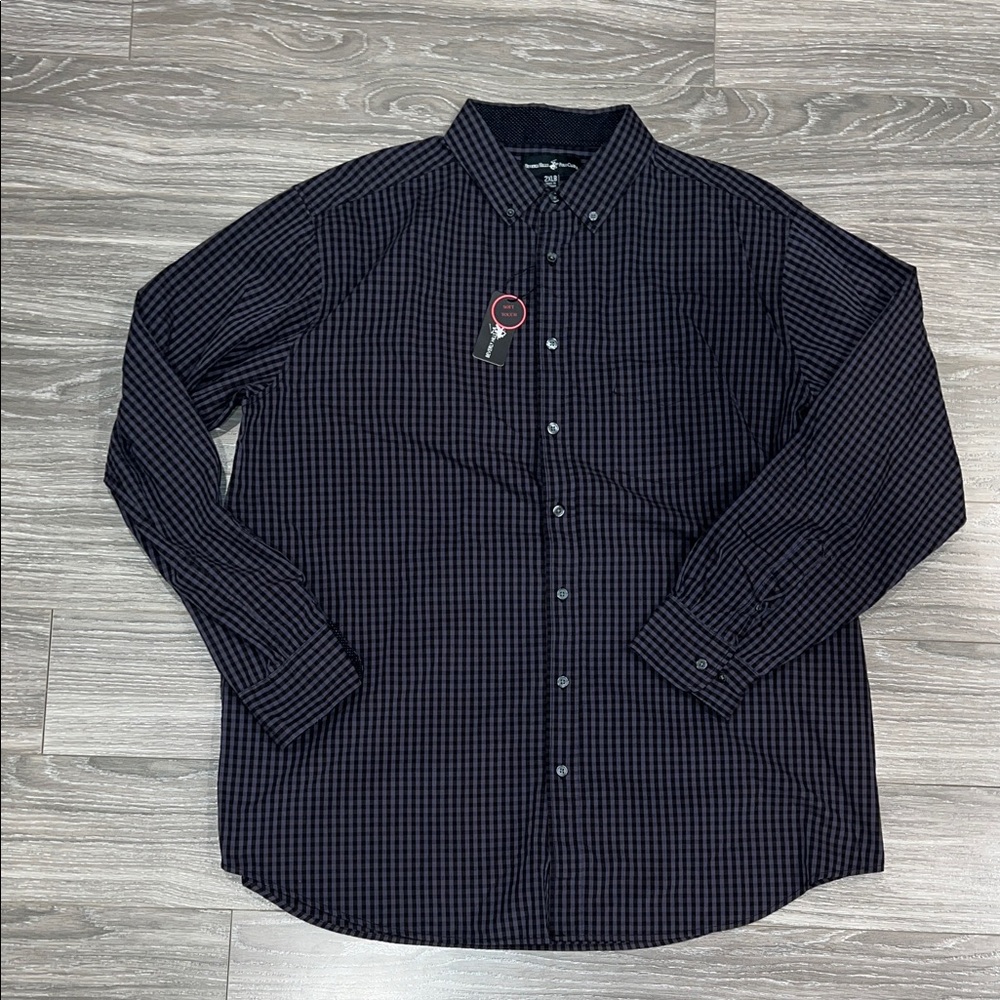 Beverly Hills Polo Club Black and Gray Checkered Shirt